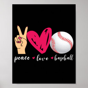Póster Paz Amor Y Béisbol Camiseta Divertida Para Amantes
