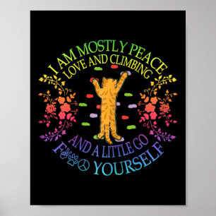 Póster Paz Amor Y Escalada Divertido Gato Amante De Escal