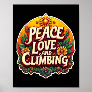 Póster Paz Amor Y Escalador Amante De La Pared Retro V