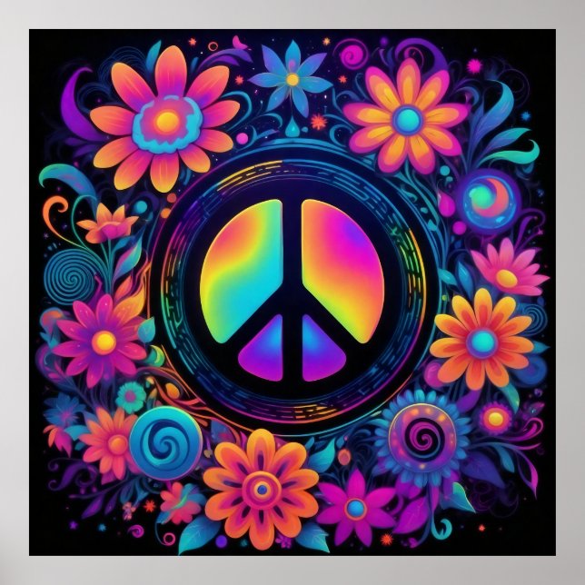 Póster Paz, amor y flores (Frente)