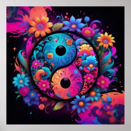 Póster Paz, amor y flores -