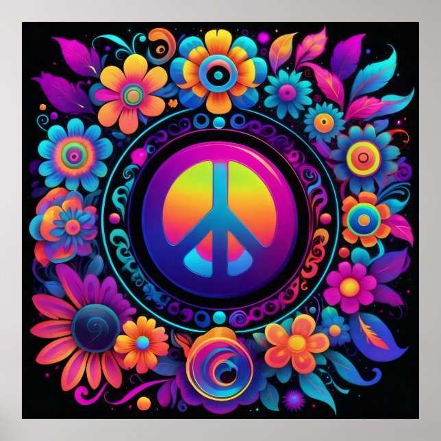 Póster Paz, amor y flores (Frente)