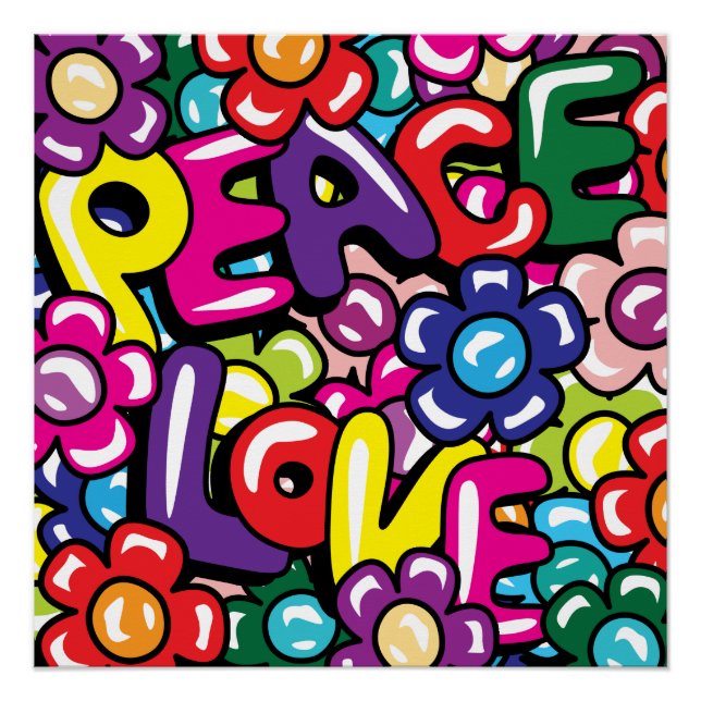 Póster Paz, amor y flores (Anverso)