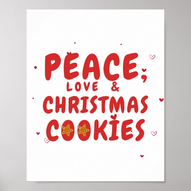 Póster Paz, amor y Navidades cookies (Frente)