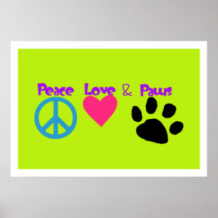 Póster Paz Amor y Paws