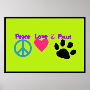 Póster Paz Amor y Paws