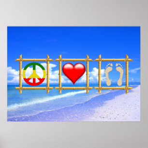 Póster Paz, Amor Y Pies Arenosos