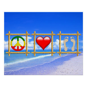 Póster Paz, Amor Y Pies Arenosos
