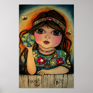 Póster Paz, amor y poder de las flores