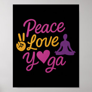 Póster Paz Amor Yoga Escritura Gráfica Magenta Oro