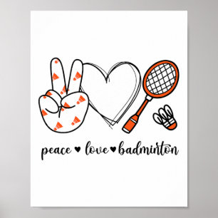 Póster Paz Badminton Golfing Peace Hand Rótulo Badminton