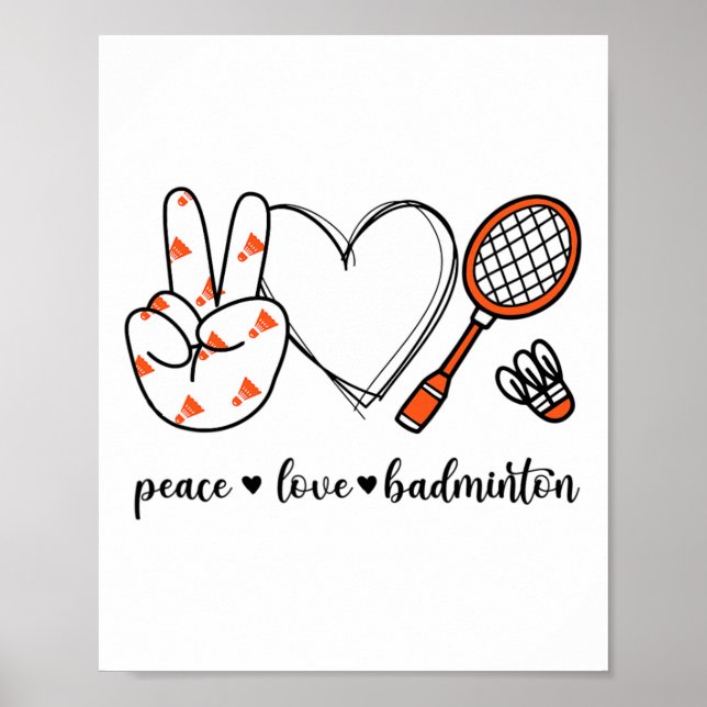 Póster Paz Badminton Golfing Peace Hand Rótulo Badminton (Frente)