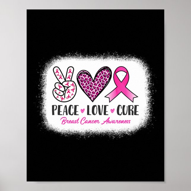 Póster Paz blanqueada Amor Cure Leopard Cáncer de Mama Aw (Frente)