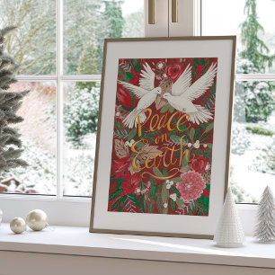 Póster Paz de las Palomas en la Tierra Navidad