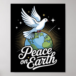 Póster Paz En La Tierra Paloma Y Globo Fe Navidad
