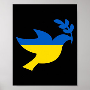 Póster Paz En Ucrania Paloma Para Mujeres Hombres Bandera