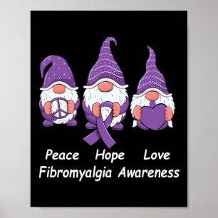 Póster Paz Esperanza Amor Gnomes Cinta Púrpura Fibromialg