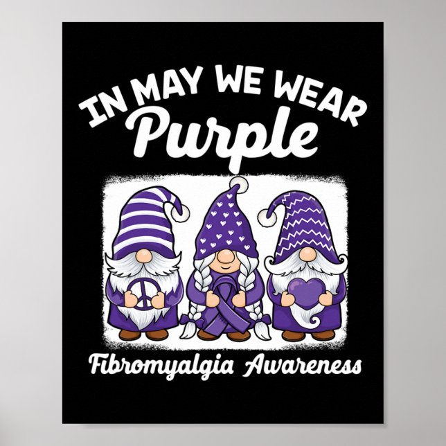 Póster Paz Esperanza Amor Gnomes Cinta Púrpura Fibromialg (Frente)