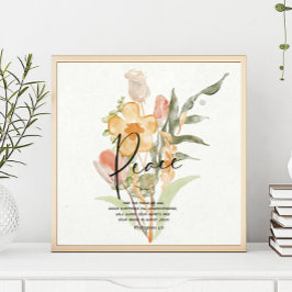 Póster Paz-Filipenses 4:6 Floral naranja