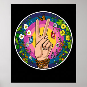 Póster Paz hippie