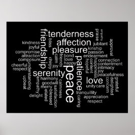 Póster Paz inspiradora y amor Word Cloud Poster