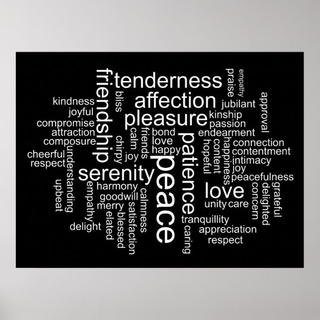 Póster Paz inspiradora y amor Word Cloud Poster (Frente)