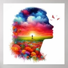 Póster Paz Interior: Atardecer Vibrante y Paisaje Mental 