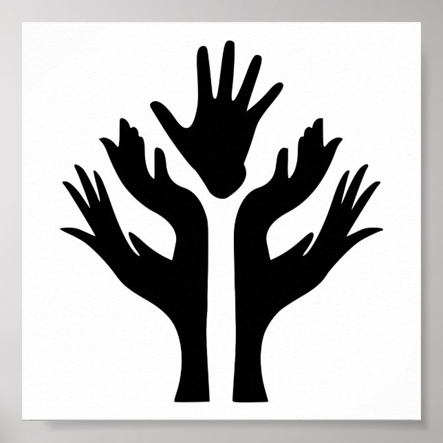 PÓSTER PAZ MANOS UNIDAD MOTIVATIONAL ICONO LOGO SÍMBOLO (Frente)