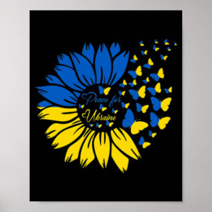 Póster Paz Para Ucrania La Mariposa Ucraniana Girasol