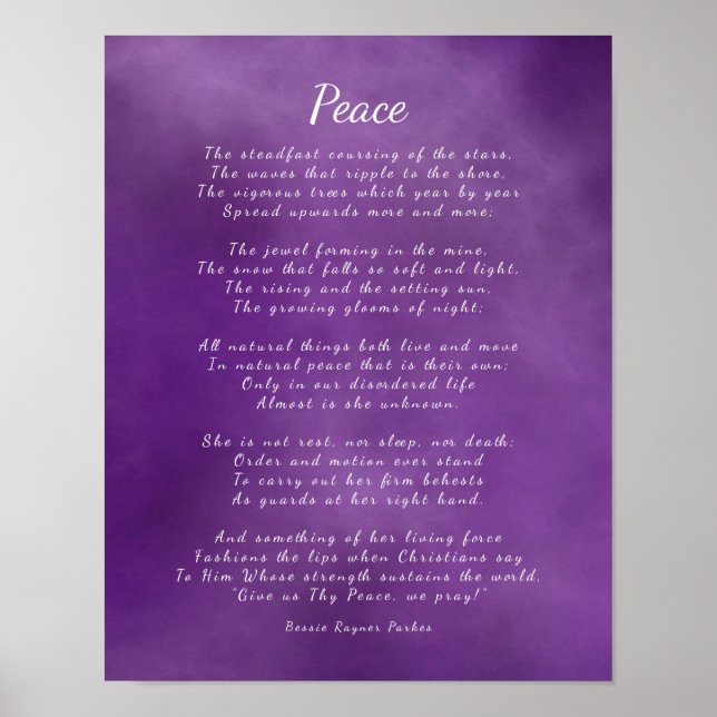 Póster Paz, poema de la naturaleza Inspiradora (Frente)