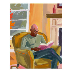 Póster Paz por el fuego: hombre afroamericano con libro
