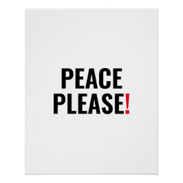 Póster Paz, por favor, texto rojo blanco contra la protes