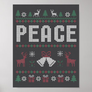 Póster Paz vengo en paz Pareja fea sudadera de Navidad co