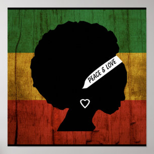 Póster Paz y amor de las mujeres rastas