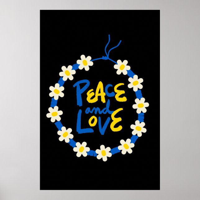 Póster Paz y amor Ucrania flor corona (Frente)