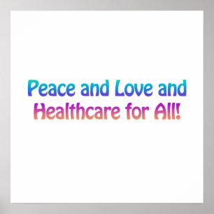 Póster Paz y amor y salud para todos