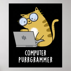 Póster PC Purr-grammer Funny Cat Pun Dark BG
