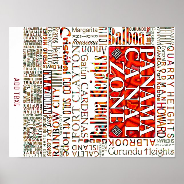 Póster PCZ – Panama Canal Zone Locations wth Mola Design  (Frente)