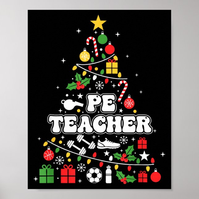 Póster Pe Physical Education Teacher Christmas Tree Women (Frente)
