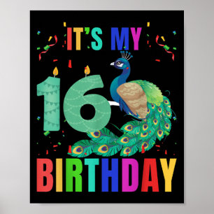 Póster Pea 16º cumpleaños Gracioso pájaros raso amante de