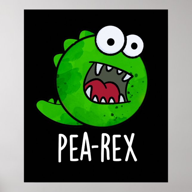 Póster Pea Rex Funny Dinosaur Veggie TRex Pun Dark BG (Frente)