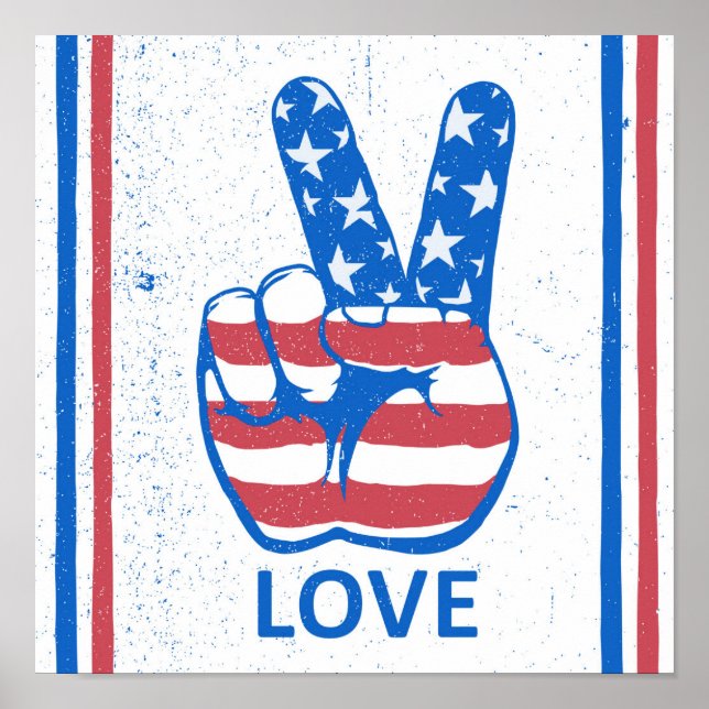 Póster Peace American Flag Pattern (Frente)