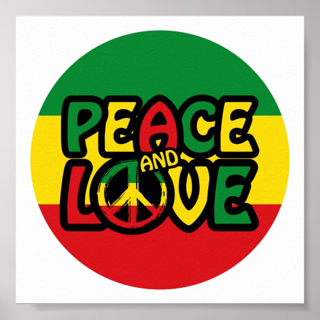 Póster PEACE and LOVE, reggae style (Frente)