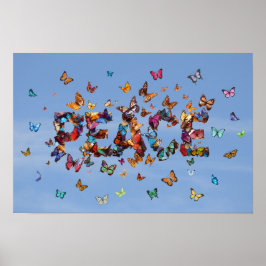 Póster PEACE Blue Sky Butterflies | Motivational Hope Art