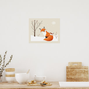 Póster Peace Earth Minimalista Fox Bird Animal