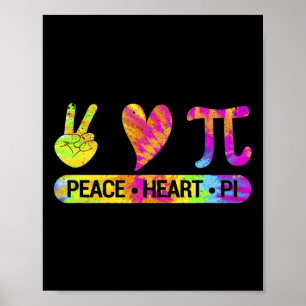 Póster Peace Heart Pi Day Tie Dye Mathematics Science Mat
