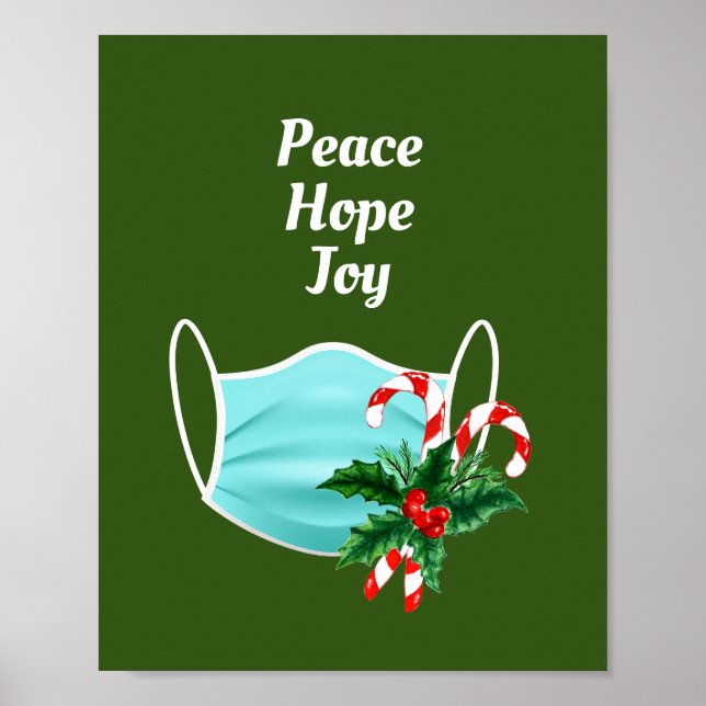 Póster Peace Hope Joy Mask & Candy Canes (Frente)