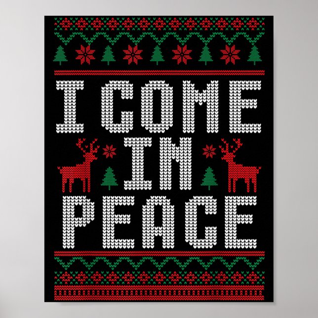 Póster Peace I Come In Peace Couple Matching Ugly Christm (Frente)