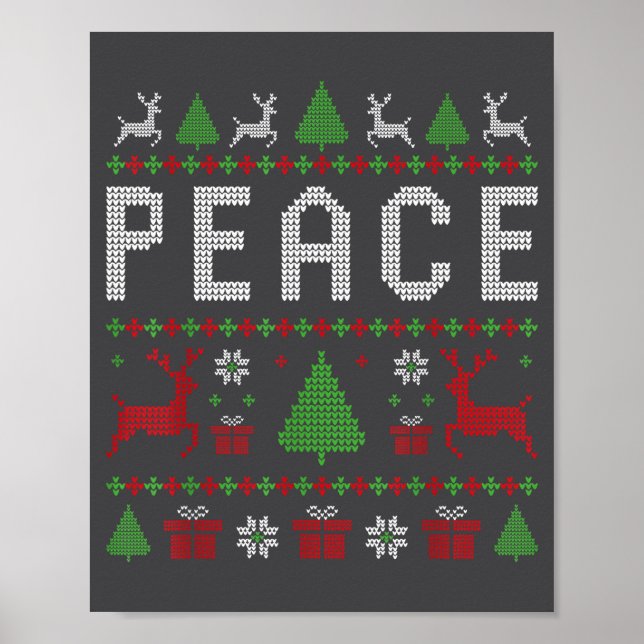 Póster Peace I Come In Peace Couple Matching Ugly Christm (Frente)