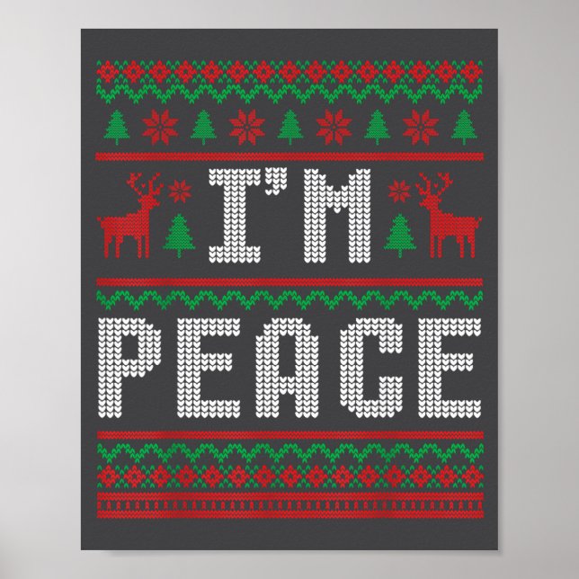 Póster Peace I Come In Peace Couple Matching Ugly Christm (Frente)